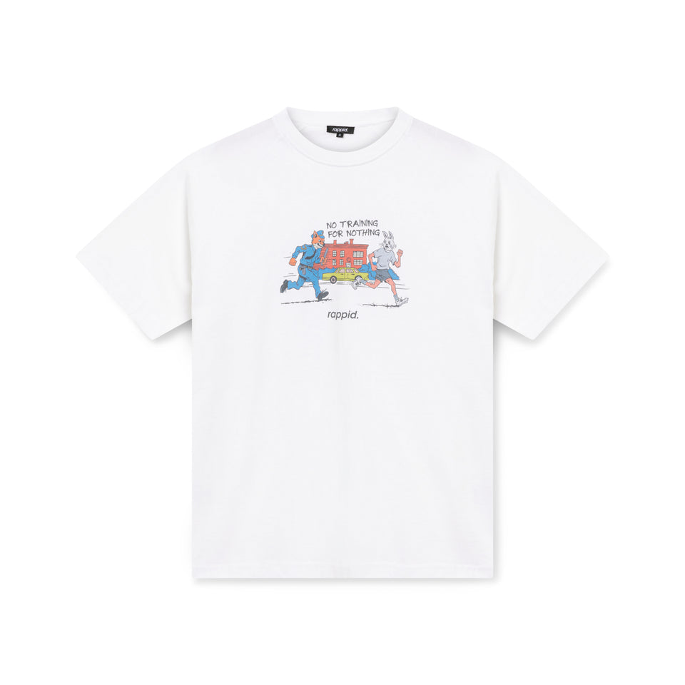 rappid. no training for nothing shirt – white